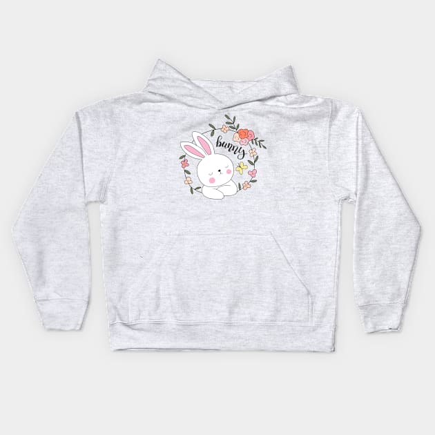 Little Bunny Kids Hoodie by valentinahramov